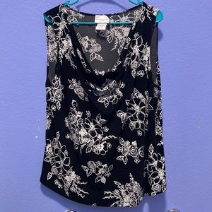 Black and white floral blouse